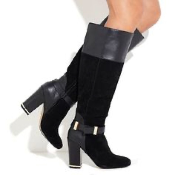 Hal Rubenstein Knee-High block Heeled Suede Boots - Picture 1 of 11